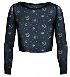 Nightmare Before Christmas - Mystic Night (womens Cropped Mesh Top)